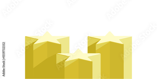 Yellow star podium stage pedestal and platform vector, a bright, celebratory display composition. Ideal for awards ceremonies, achievement recognition, product launches, and positive showcases.
