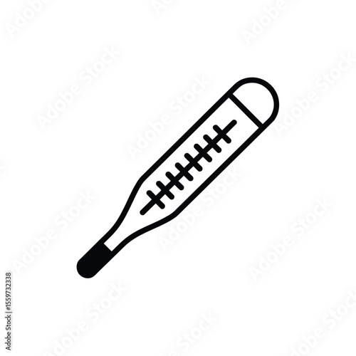 Medical Thermometer Icon Simple black line art glass