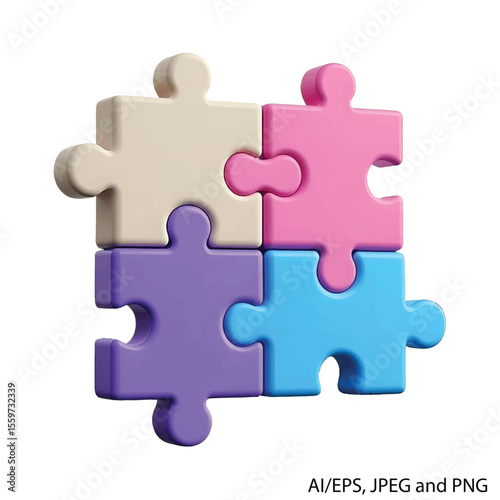 Four colorful puzzle pieces connected together on a black background