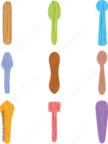 tongue depressor set cartoon vector illustration
