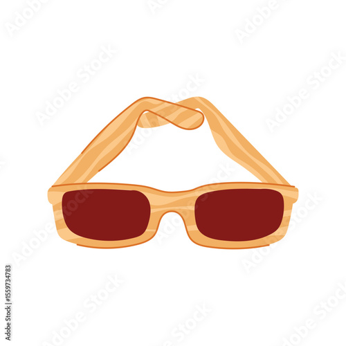 handcrafted wooden sunglasses cartoon vector illustration