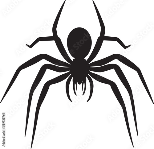 Spooky Black Spider Silhouette Vector Illustration