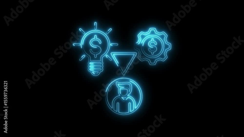 Wallpaper Mural Money making process with neon style showing idea implementation and customer engagement Torontodigital.ca