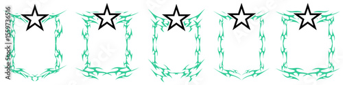 Neo tribal frame with star sharp symmetrical vector. edgy border combining tribal aesthetics with sharp, symmetrical star elements. bold designs, abstract art, or graphic embellishments with a unique 