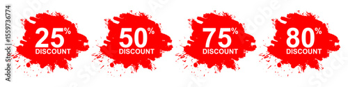 Discount with grunge splashes and ink splatters vector. Combines commercial offers with a raw, artistic, distressed feel. Great for edgy promotions, abstract sales, or dynamic advertising with texture