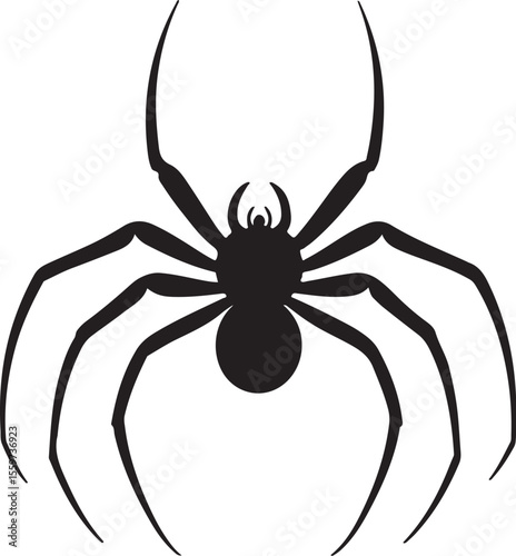 Spooky Black Spider Silhouette Vector Illustration