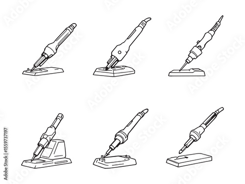 simple clean line art soldering iron vector illustration