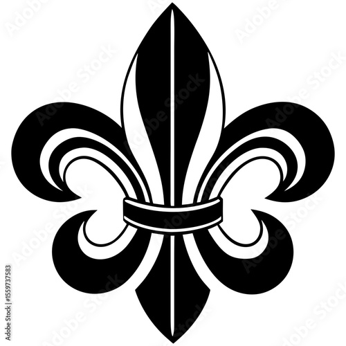 Elegant black fleur de lis emblem on white background silhouette