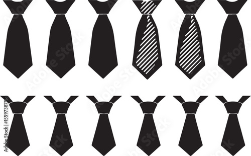 Collection of Black Tie Silhouettes - Formal Necktie Vector Set