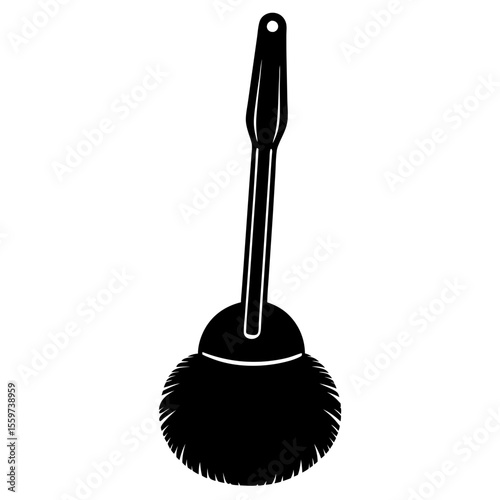 Black silhouette of a toilet plunger with a hole in the handle