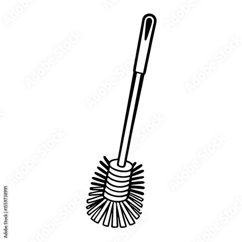 Simple black silhouette of a toilet brush on a white background