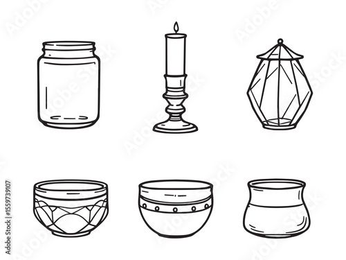 simple elegant line art design of votive holders