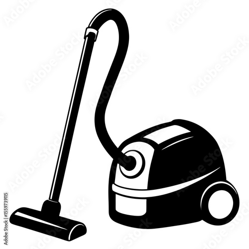 Modern vacuum cleaner with hose and floor head silhouette