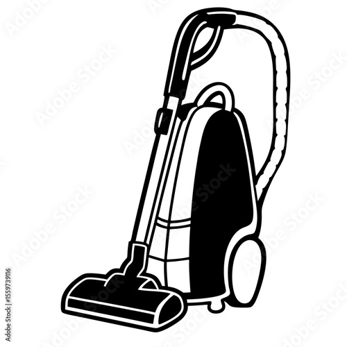 Upright vacuum cleaner with hose and floor head silhouette
