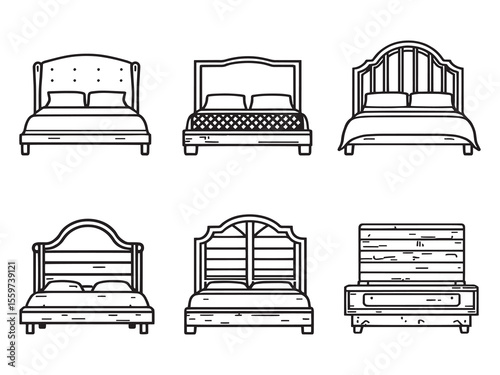 simple elegant headboard outline vector drawing artwork