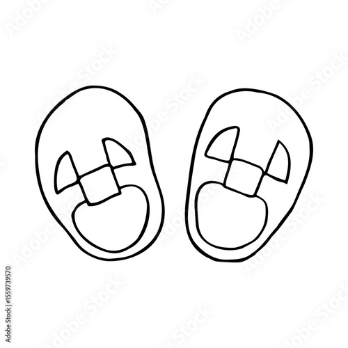 Pre-walker Shoes top view - hand drawn line art