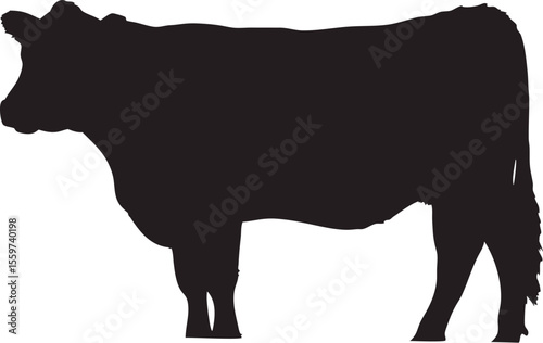 Cow Silhouette Vector | Black Farm Animal Clipart for Agriculture Design
