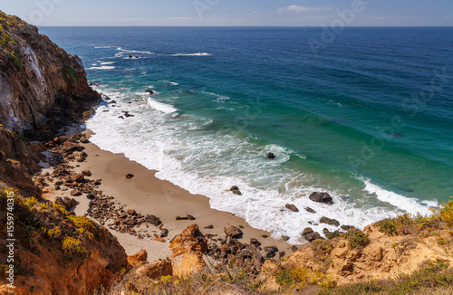 Ocean coastline in a Los Angeles with sandy beach