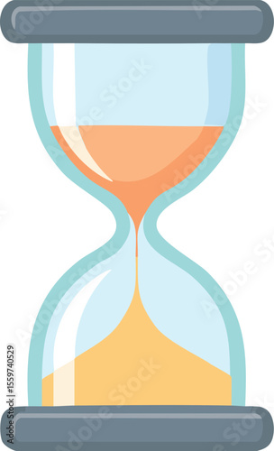 Vector Stylized Hourglass with Orange Sand on White Background in Clean Minimalist Design

