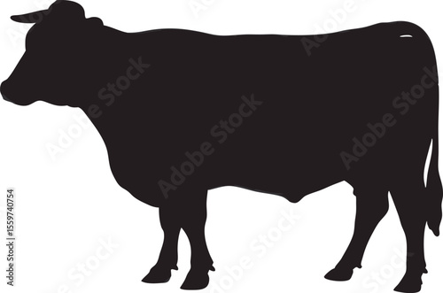 Cow Silhouette Vector | Black Farm Animal Clipart for Agriculture Design