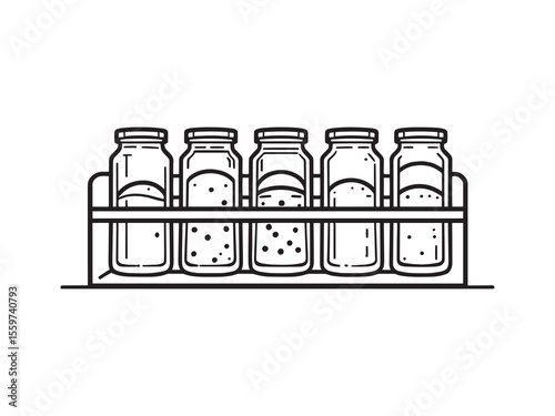 simple kitchen spice rack line art drawing graphic