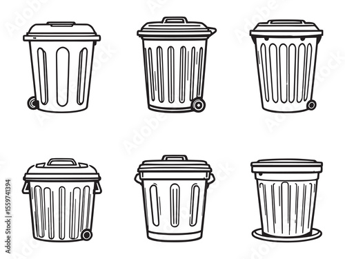 Simple line art illustration of a trash bin