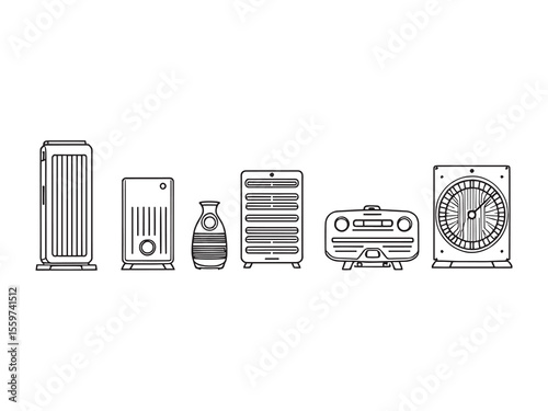 simple line art illustration of air purifier device vector