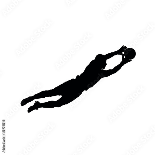 silhouette of a man catching ball