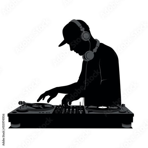 silhouette of a dj playing music