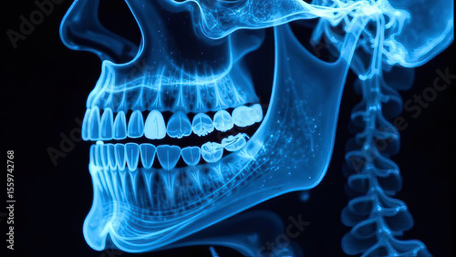 Lateral dental xray jaw scan side view radiograph tomography
