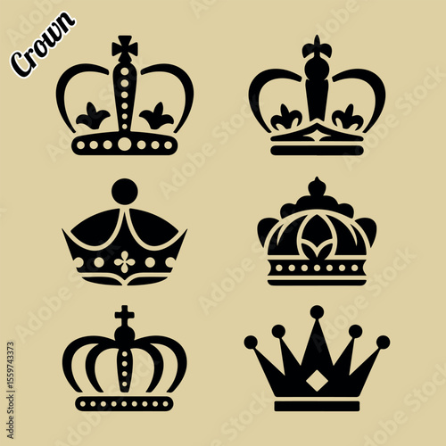 Crown. Crown black silhouette set. Crown vector. Set of crowns. Royalty icons set. Set of crowns vector illustration. Royal icon set