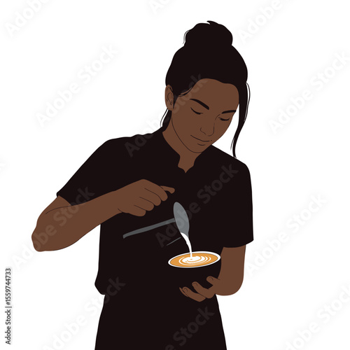 silhouette of young man making coffee