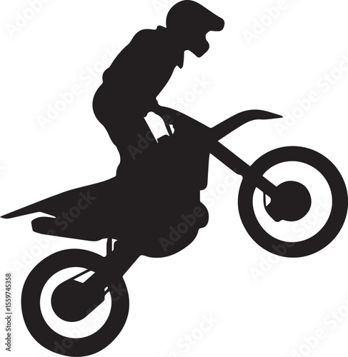 Motocross Rider Wheelie Silhouette