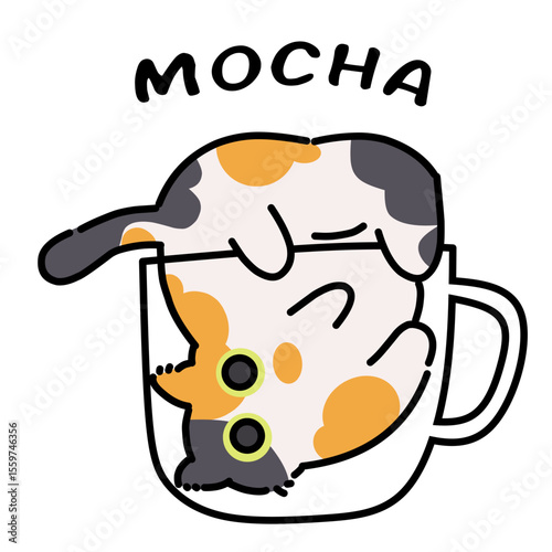 Cute mocha coffee cat illustration art