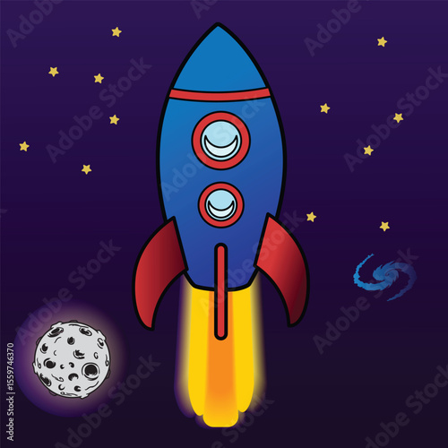 Rocket Flight on space Illustration