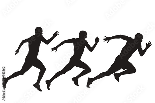  Running Athlete Silhouettes in Dynamic Sprinting Poses