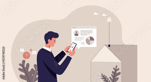 a man in a suit is looking at a document