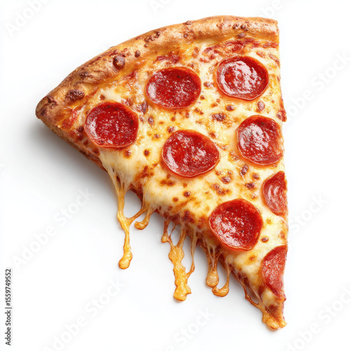 Pizza slice looks delicious with melted cheese and pepperoni