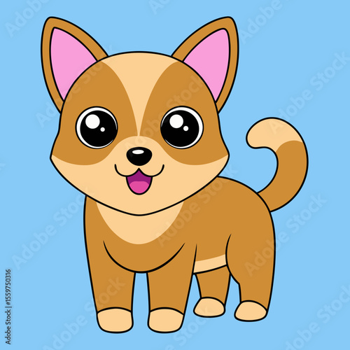 animal, dog, cartoon, pet, vector, illustration, puppy, cat, brown, mammal, isolated, cute, tail, character, art, drawing, chihuahua, smile, canine, baby, pets, white, fun, animals, head