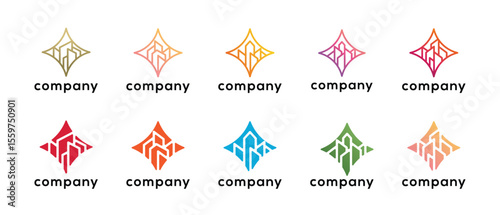 Real estate building star logo design collection. Star building house logo icon