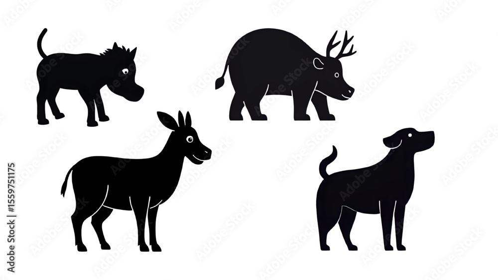 Fototapeta premium vector silhouettes of animals