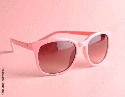 Pink Sunglasses Minimalist Style, Reflective Lenses, Soft Shadows