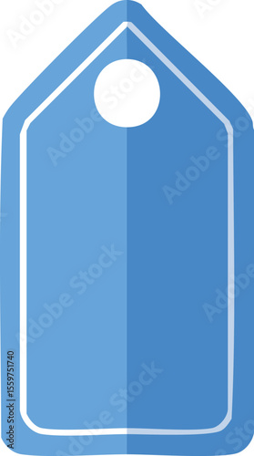 Vector Stylized Light Blue Tag with Truncated Edge and Circular Hole in Clean Flat Style