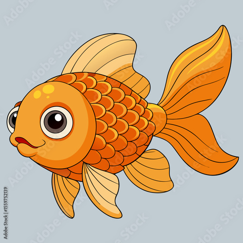 cartoon goldfish vector illustration