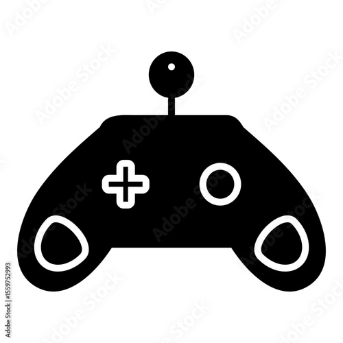 solid black silhouette of a gaming controller with visible buttons and a joystick