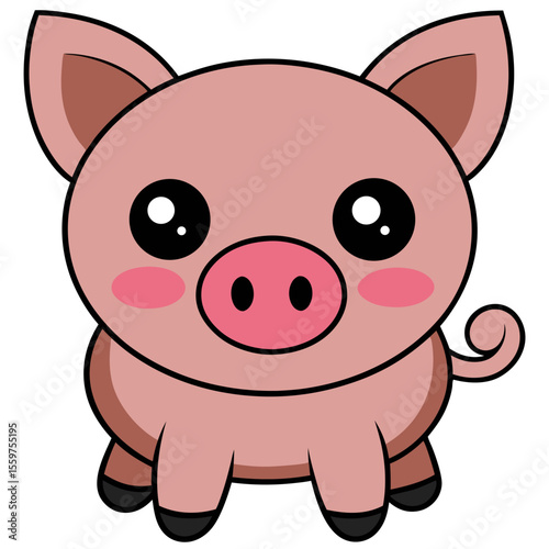 pig, cartoon, animal, farm, pink, piglet, vector, illustration, piggy, pork, baby, cute, mammal, isolated, drawing, fun, happy, art, bank, animals, swine, character, piggy bank, smiling, domestic