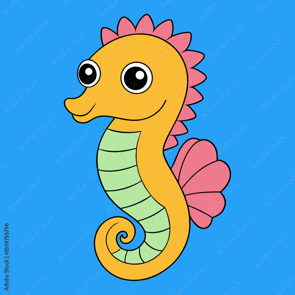 Fototapeta premium snake, cartoon, animal, vector, illustration, reptile, sea, fish, cute, symbol, horse, nature, cobra, art, funny, serpent, animals, wildlife, character, wild, design, fun, dragon, 2013, green