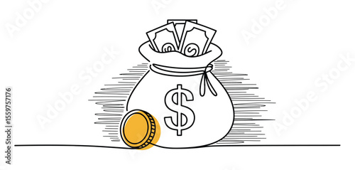 Money Bag with Dollar Sign and Bills
