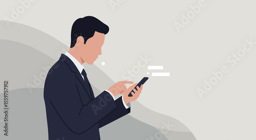 a man in a suit is using his phone