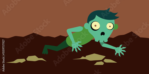 A cute, fun, green cartoon amphibian monster character, a mix of a frog, lizard, and dinosaur, illustrated as a happy reptile
